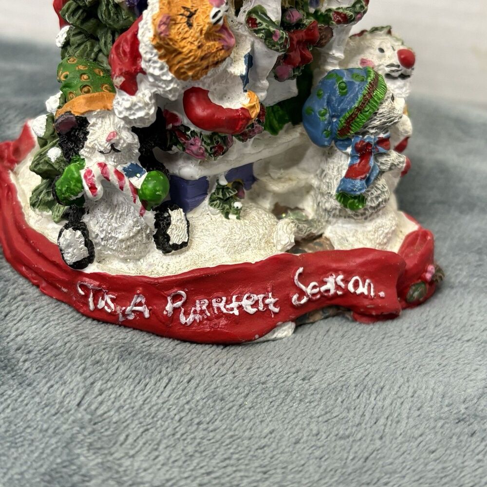 IT'S A PURRFECT SEASON Christmas Holiday Resin House 5.5" Tall x 4" Wide - Picture 2 of 16
